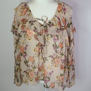 🪷 NWT mystree floral print tunic blouse medium
